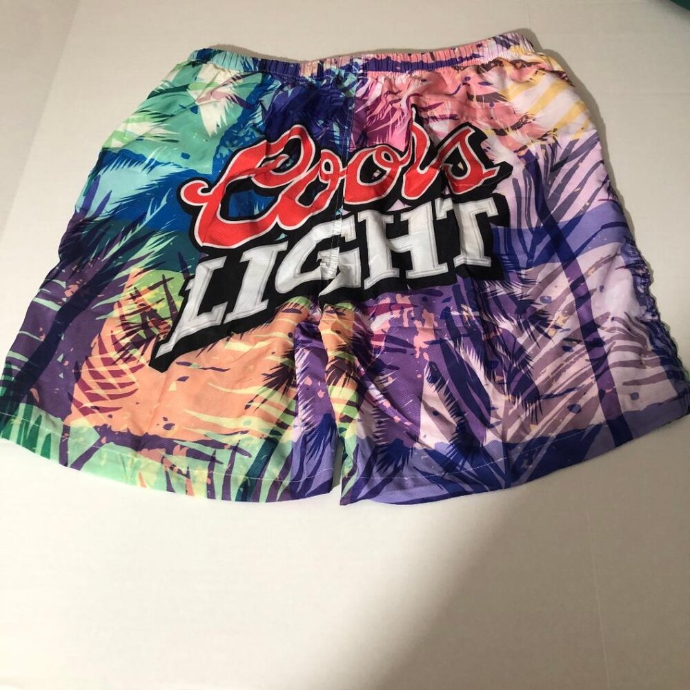 Coors Light Logo Men's Swimsuit Swim Trunks Drawstring Pockets Mesh Lining 2X
